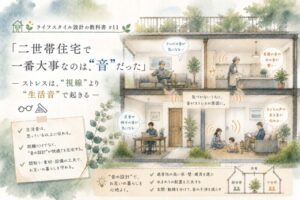 🏠🌿✨ ライフスタイルの教科書 #11🚪🔊 二世帯住宅で一番大事なのは、”音”だった ― ストレスは、”視線”より”生活音”で起きる ― 👓📐✨