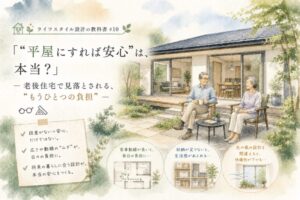 🏠🌿✨ ライフスタイルの教科書 #10🏡👴 「平屋にすれば安心」は本当？ ― 老後住宅で見落とされる、”もうひとつの負担” ― 👓📐✨